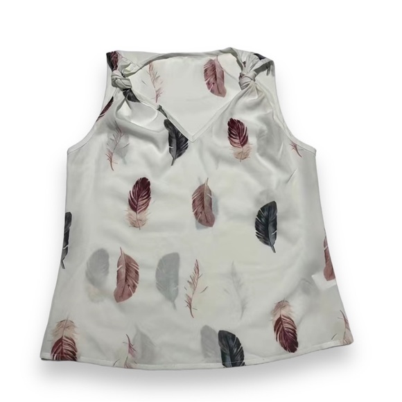 Feather Knotted Strap V-Neck Tank Top M - Picture 2 of 5